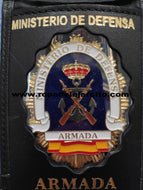 Cartera porta placa de piel de la Armada "Hecha a mano en España"