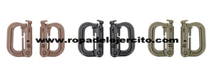 Mosquetones Fastener PVC 2 piezas Arido, Negro o Verde