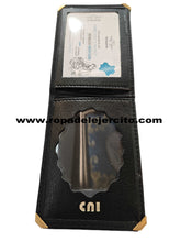 Cartera porta placa de piel CNI "Hecha a mano en España"
