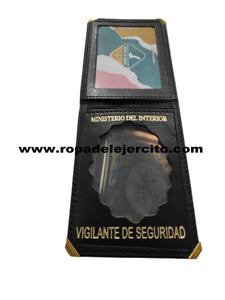 Cartera porta placa de piel Vigilante de Seguridad "Hecha a mano en España"