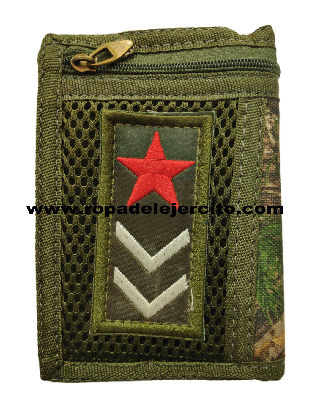 Cartera de camuflaje con galon de estrella y cadena