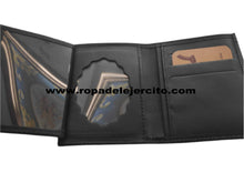 Cartera porta placa de piel con solapa oculta "Hecha a mano en España"