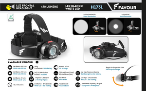 Linterna Frontal FAVOUR. 490 LUMENS
