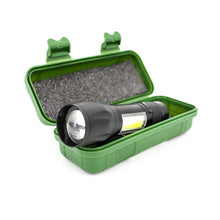 Linterna LED Recargable con zoom, Clip C/USB y caja