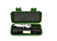 Linterna LED Recargable con zoom, Clip C/USB y caja