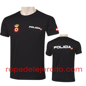 Camiseta policia nacional serigrafiada negra – Ropa del Ejercito