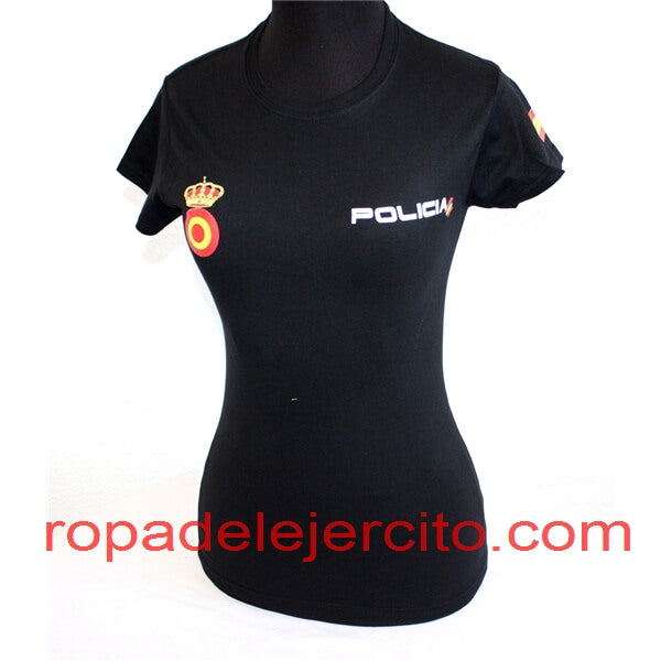 Camiseta policia nacional mujer negra – Ropa del Ejercito
