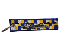 Llavero cinta rectangular "azul y amarillo"