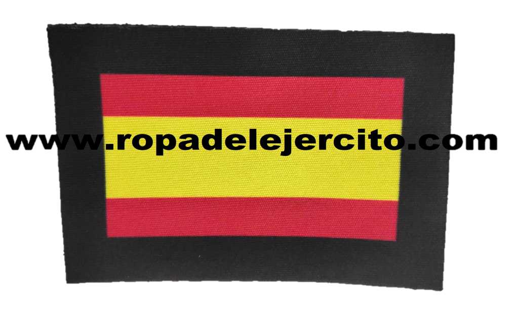 Bandera de España sobre fondo negro con velcro (original de la UME)